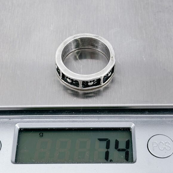 Vintage Sterling Silver 925 Oxidized Sunburst Design Band Ring Size 7.25 - Picture 9 of 9